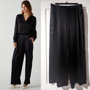 NEW Velvet by Jenny Graham | Manhattan Silk Charmeuse Pants In Black